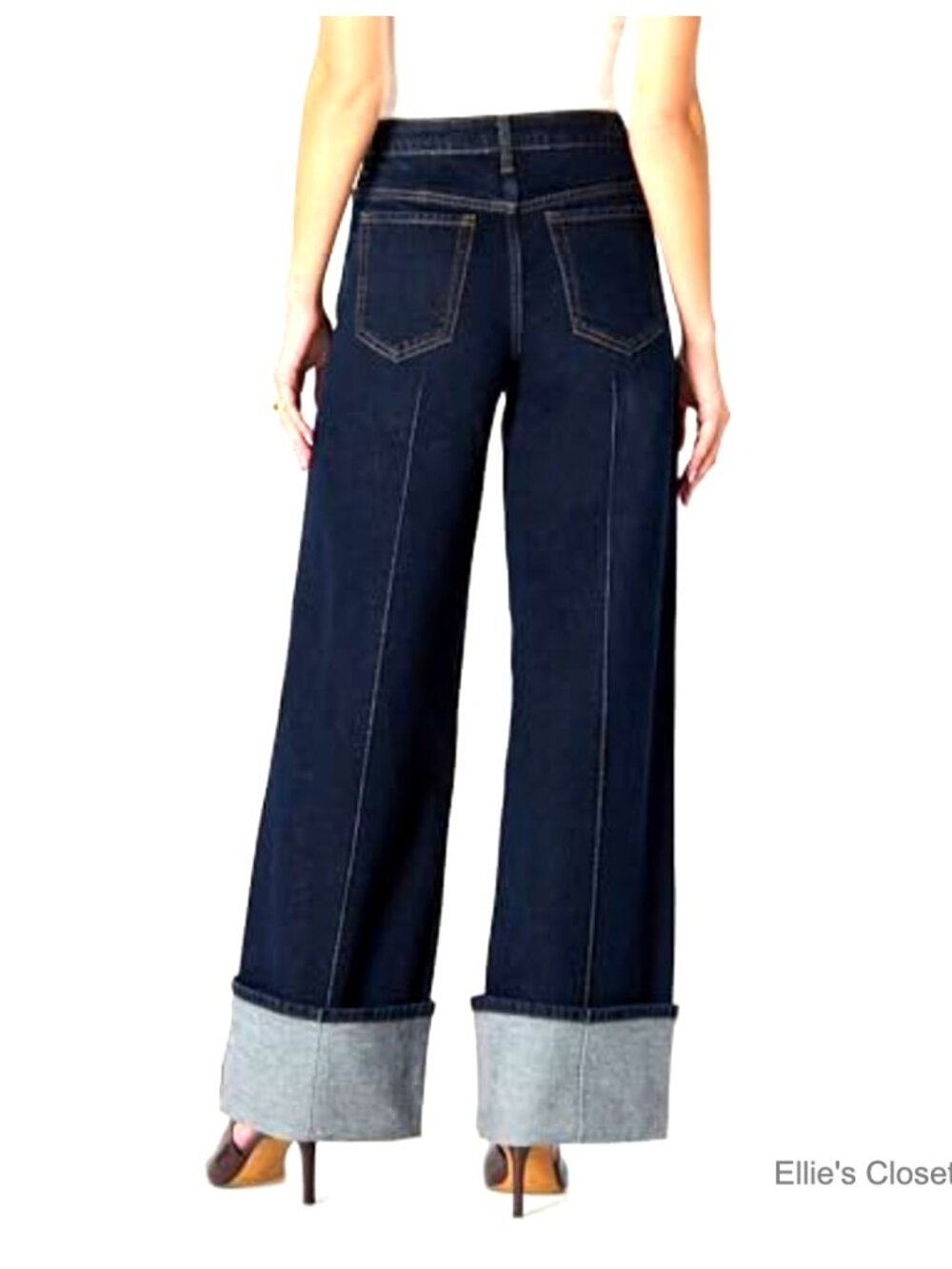 High-Rise Wide Leg Cuffed Jean, Low Stretch Denim, 79% Cotton - Picture 2 of 7
